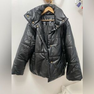 INC FAUX LEATHER PUFFER JACKET. Fits oversized